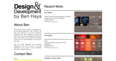 Ben Hays Website Screenshot