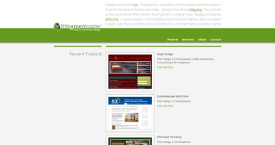 Little Green Toaster Website Screenshot