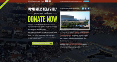 NOLA Japan Quake Fund Website Screenshot