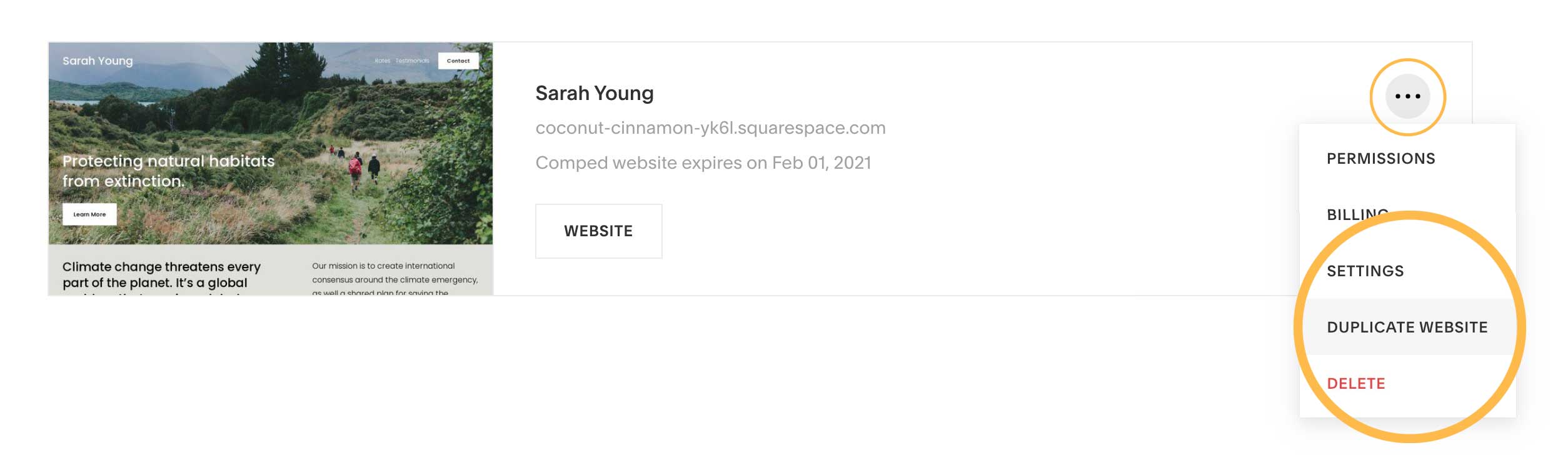 Duplicate Squarespace site